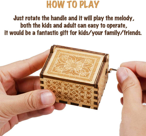 1 Set ukebobo Wooden Color Painted Music Box I Love You to The Moon and Back Color Painted Music Box, Gifts