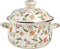 Jucoan 2.8 Quart Vintage Enamel Stockpot with Lid, Green Floral Cooking Pot for Stovetop