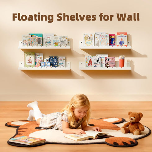sothfubo Storage,17 Inch Set 4,Wall 17 inch) Nursery Book Shelves,Kids Bookshelf and Toy Metal Floating Shelves