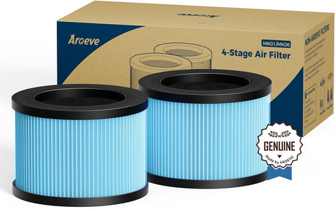 AROEVE MK01 & MK06 Air Filter Replacement: 4-in-1 for Smoke, Pollen, Dander, 2 Pack