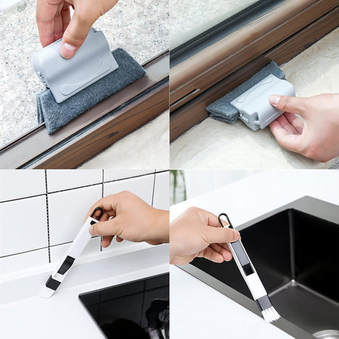 5Pcs Magic Window Cleaning Brush Set, Crevice Cleaning Tool for Window Groove, Track, and Corner Cleaning