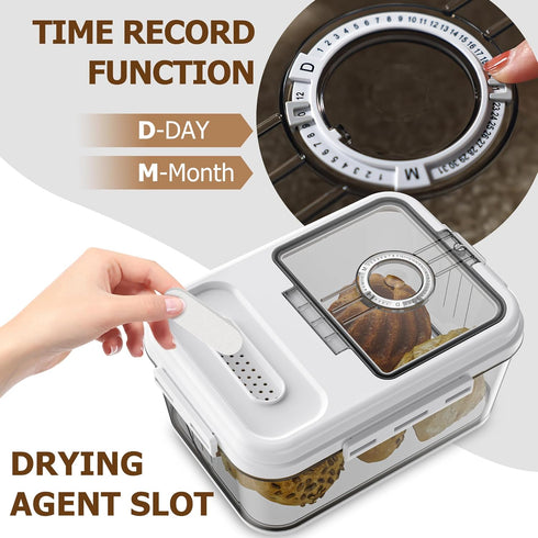 Countertop, Olimingse Bread Box For Kitchen Airtight Bread Storage Container, Time Recording Bread Keeper