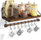 Alsonerbay Floating Shelf Wall-Mounted, Coffee Bar Shelf with Hooks and Towel Bar,