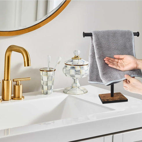Hand Towel Holder Stand, Bathroom Towel Rack with Weighted Base, T-Shape Standing Towel Racks for Kitchen