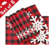 Christmas Red Plaid Snowflake Placemats, Set of 6, Heat-Resistant, Washable Table Mats for Kitchen Dining Decoration