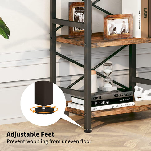 Homeiju Bookshelf, 3 Tier Industrial Bookcase, Metal Small Bookcase for Living Room and Home Office