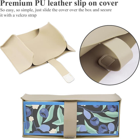 Haecsfl Towel(1-Beige) Leather Cover for Disposable Paper Hand Towel Box, Compatible with Kleenex Paper Hand