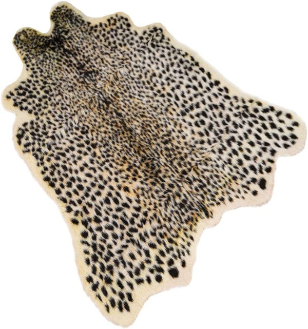 Leopard Print Rug, Cute Faux Cheetah Cowhide Skin Fur Rug, Animal Printed Area Rug for Home Office