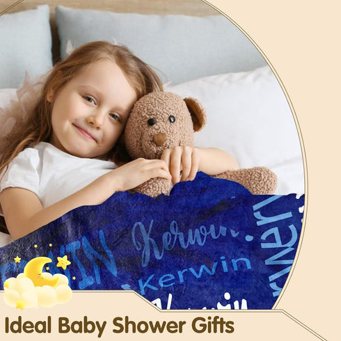 ICELIETE Ships Next Day, Personalized Blankets for Kids Custom Blanket with Name Customized Blanket Flannel Blanket
