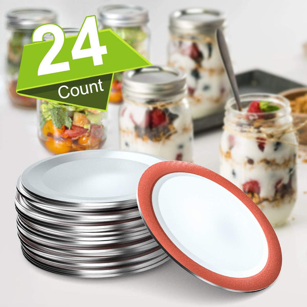 Mason Jar Lids Regular Mouth Canning Lid for Ball, Kerr Jars - 24-Count Split-Type with Airtight Seal