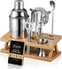 KITESSENSU Cocktail Shaker Set Bartender Kit, 6-Piece Silver Bar Set with Stand,