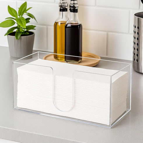 2 Pack Countertop ZAVOOS Acrylic Paper Towel Holder, Folded Z-fold C-fold Trifold Napkin Dispenser, Clear Hand Towel