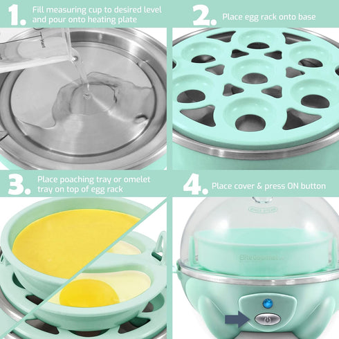 Elite Gourmet Electric Egg Cooker: 7 Egg Capacity Soft, Medium, Hard-Boiled Poacher with Auto Shut-Off and Buzzer
