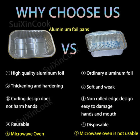 Aluminum Foil Pans with Lids, 10 Pack Heavy Duty 2LB Small Foil Pan, 8.5" 6" Disposable for Baking & Cooking