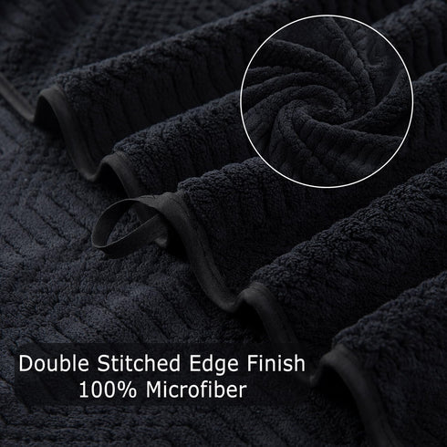 8 Set Black,2 Sheets,2 4 600 Set Hailea Piece Oversized Bath Towels Extra Large Bath Hand Towels and Washcloths GSM