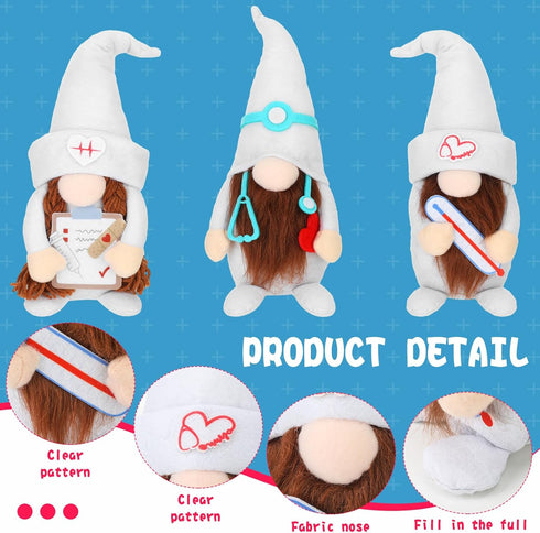 Lineshading 3 Pcs Nurse Doctor Home Gnome Figurines Plush Decoration Swedish Gnomes Ornaments Decor Hospital Office