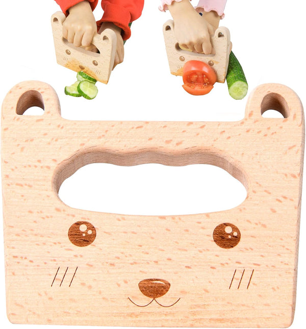 Wooden Kids Knife for Cooking, Cute Bear Shape Safe Kitchen Tool for Kids, Cutting Veggies Fruits
