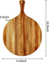 Acacia Wood Round Cutting Board with Handle - Wooden Charcuterie Board, Versatile Cutting Serving Board for Pizza, Bread, Cheese, Vegetables, and Kitchen Decor, 16"x12"