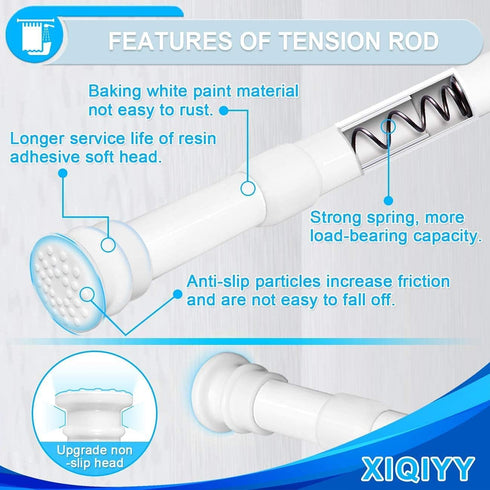 Small Tension Rods 16 to 28 Inch, Adjustable Shower Spring Tension Rod for Windows