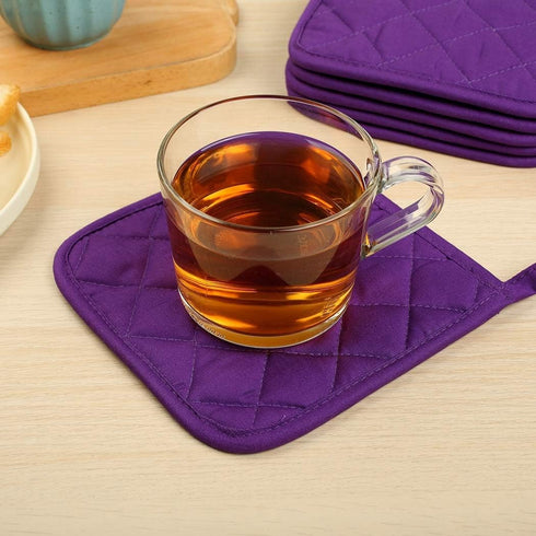 100% Cotton Potholders - Everyday Basic Terry Pot Holder Set for Cooking and Baking, Heat Resistant, Set of 6 Grape