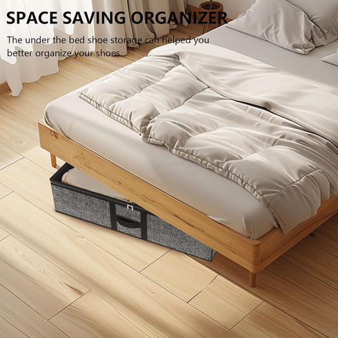 homyfort Under the Bed Shoe Organizer, Fits 12 Pairs & 4 Pairs Boots, Set of 2, Sturdy & Breathable Materials
