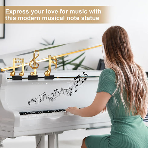 Blltzzz 3 Pcs Music Note Sculptures,Handmade Modern Musical Decoration Table Centerpiece Statue for Piano Bookshelf