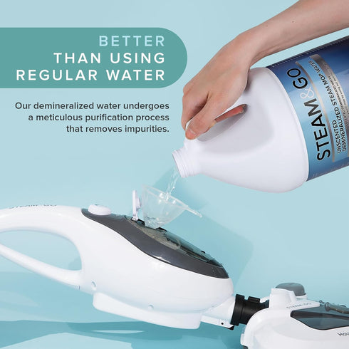 Steam and Go Unscented Water - Demineralized Cleaning Solution for Steam Mop, Multi-Surface Floor Cleaner