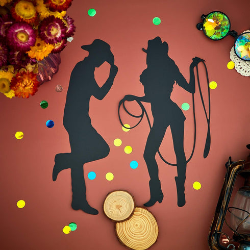Boao 16 Pieces Cowboy Silhouettes, Western Theme Party Decorations for Wild West Birthday Baby Shower