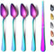 Rainbow Grapefruit Spoons 5 Pieces Set, 4 Stainless Steel Grapefruit Spoons and 1 Knife, Serrated Edges