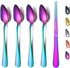 Rainbow Grapefruit Spoons 5 Pieces Set, 4 Stainless Steel Grapefruit Spoons and 1 Knife, Serrated Edges