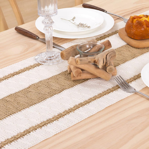 MLMW 36 inches Boho Table Runner Small Coffee Table Runner Rustic Burlap Macrame Jute Woven Table Decor Short Dresser