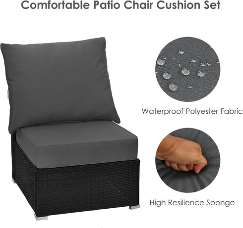 Set, 6 Inch Giantex Patio Cushion Deep Seat and Back Cushion, Outdoor Chair Pads with Ties, Cushion Replacement