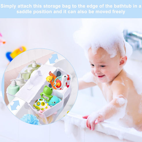 Generic 4 Cerpourt Baby Bath Toys Storage, Saddle Shape Compartment Mesh Bath Toy Organizer, Quick Access Bathtub Toy