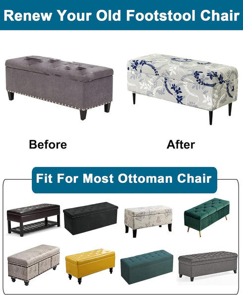Bands,M,10 CRFATOP Printed Rectangle Ottoman Stool Cover Stretch Folding Storage Footstool Bench Slipcovers Upholstered