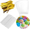 300PCS Lollipop Cake Pop Treat Bag Set with 100pcs Parcel Bags, Treat Sticks, Gold Metallic Twist Ties for Candies