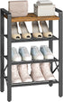 4-Tier 4-8 SS64BR YATINEY Narrow Shoe Rack, Tall Shoe Rack for Pairs, Slim Shoe Storage Organizer with Wooden Top