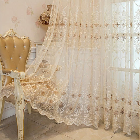 WINYY European Style Sheer Curtain, 1 Panel Voile Rod Pocket Top Window Drape for Bedroom Living Room, 52"x84"