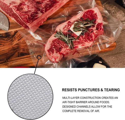 Vacuum Sealer Bags for Food Saver, 4 Pack 11" x 25'ft Commercial Grade Rolls, Microwave & Freezer Safe, Meal Prep