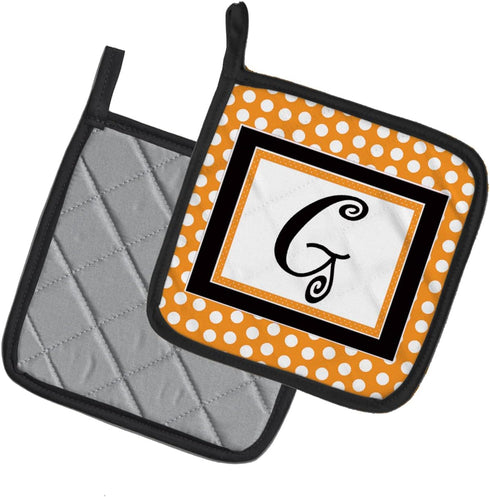 Caroline's Treasures Letter G Initial Monogram Pair of Pot Holders, Kitchen Heat Resistant, 7.5 x 7.5