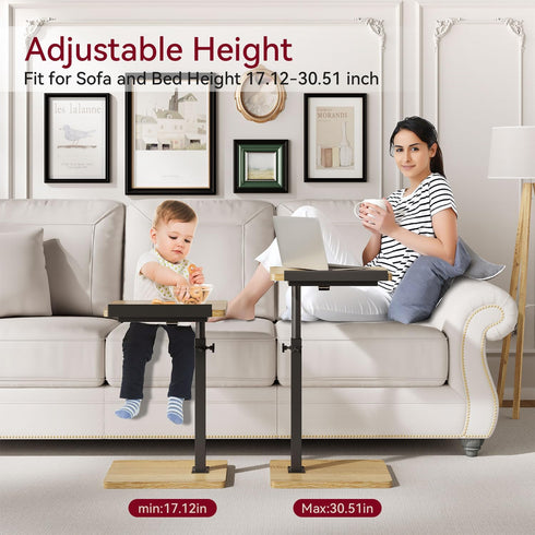 360 UTVT004R IBUYKE C Shaped Side Table, Angle Adjustable, Swivel Height Adjustable End Table for Small Spaces