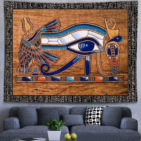 Ine Ive Egyptian Horus Eye Tapestry, Ancient Egyptian Gods Pharaohs Hieroglyphic Tapestries, 80x60inch for Decoration