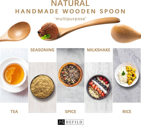 2 6.7 inch Set, PCS Wooden Spoons for Honey, Small Wooden Spoons - Terrific for Tea, Coffee & Soup, Little Schima Wood