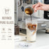 20oz Set 4 SoulTimes Ribbed & Floral Glass Tumbler of Reusable Glass Cups with Lid and Glass Straw, To-Go Iced Coffee