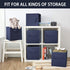 Small Storage Bins - Collapsible Fabric Organizer 3 Pack, 9.0"x7.5"x7.5" for Closet and Kids Toys, Blue
