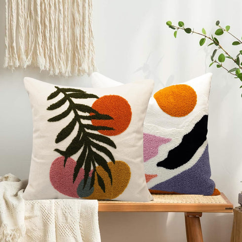 18x18 1PC) Boho Decorative Throw Pillow Covers Textured Mid Century Modern Pillow Covers Aesthetic Abstract Geometric