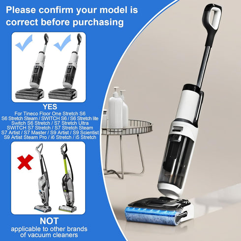 Fixbetter S6/S7 Ultra/S7 Steam/i6 Stretch/i5 Stretch/S9 steam/S9 Roller Brush and HEPA Filter for Tineco Floor One