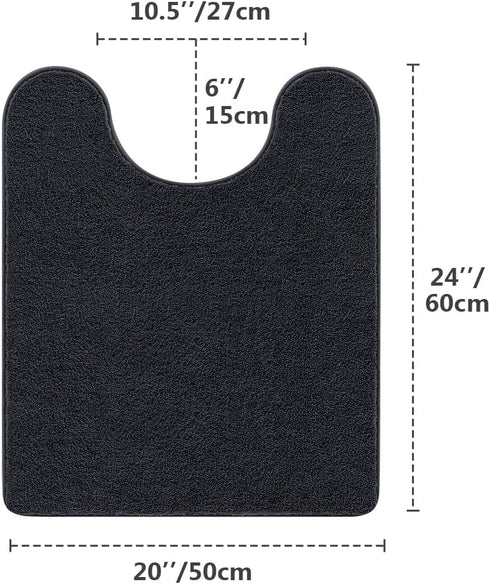 VANZAVANZU Toilet Rugs for Bathroom U Shaped, Contour Bath Rugs for Toilet Bath Mats for Bathroom Non Slip Extra Soft Absorbant Microfiber Shaggy Thick Toilet Rugs U Shaped (U 20"*24", Black) by VANZAVANZU