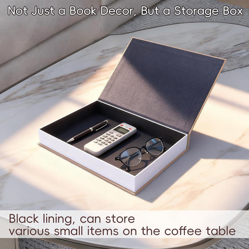 Set 3 XKDOUS of Aesthetic Decorative Books for Home Decor Coffee Table Books Hollow Keepsake Photo Storage Boxes Modern
