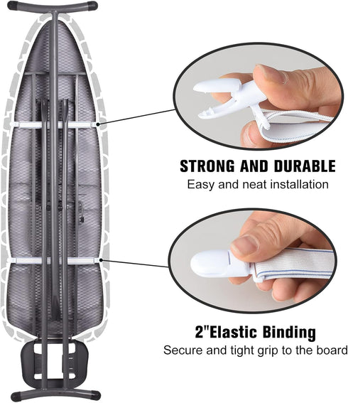 Ironing Board Cover and Pad, Standard Size 15" x 54", Extra Thick Replacement Cover with Elastic Edge