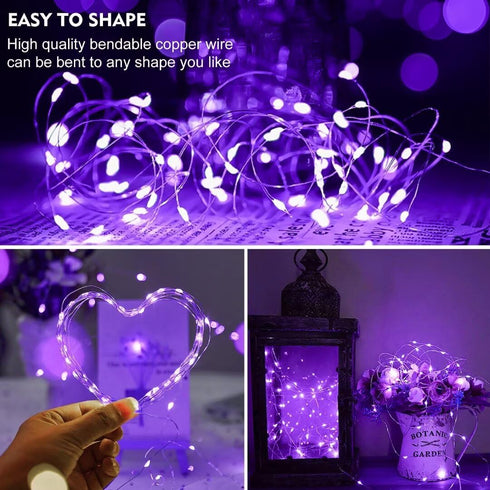 pozzolanas 24 Pack 3 7FT 20 (24, Purple Fairy Lights Battery Operated Modes LED Waterproof String Lights Twinkle Silver